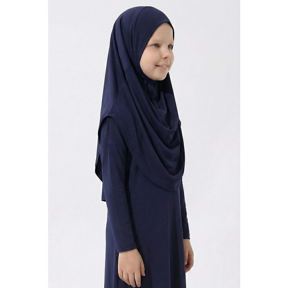 Tek Parça Jarse Tesettür Kız Çocuk Namaz Elbise