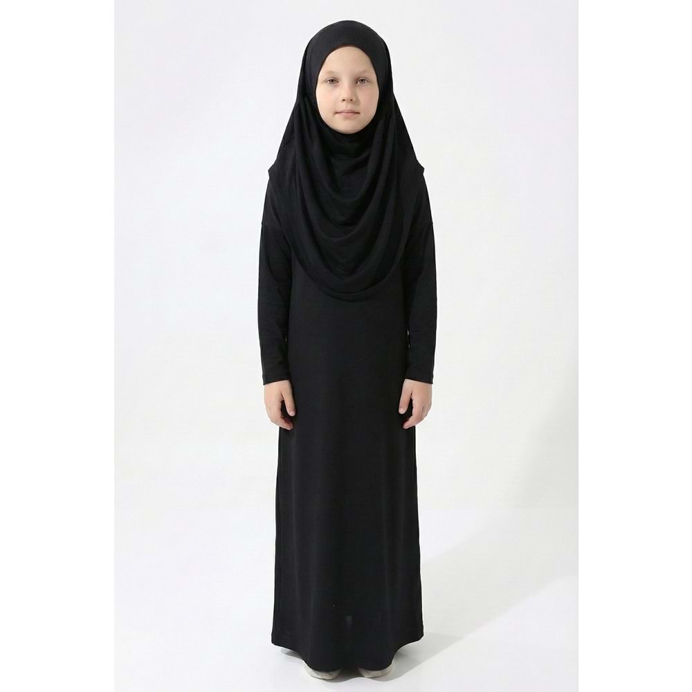Tek Parça Jarse Tesettür Kız Çocuk Namaz Elbise