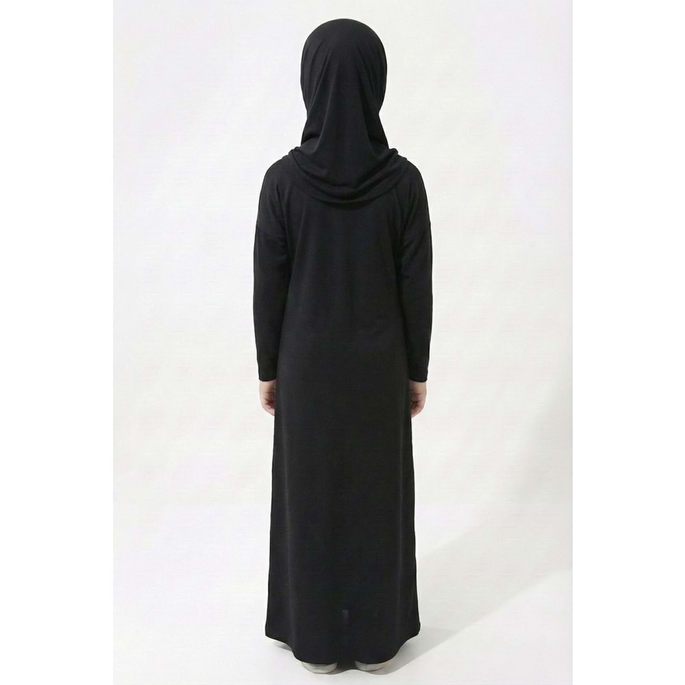 Tek Parça Jarse Tesettür Kız Çocuk Namaz Elbise