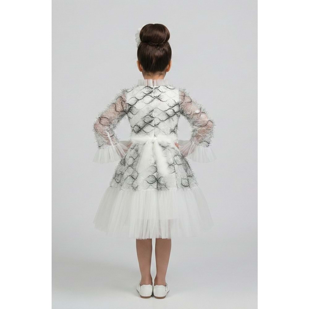 Kız Çocuk Tül Fırfırlı Tasarım Özel Gün Elbisesi M00793