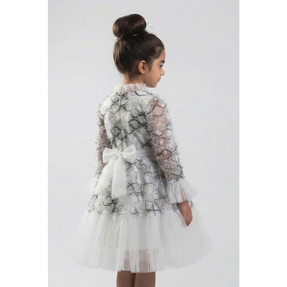 Kız Çocuk Tül Fırfırlı Tasarım Özel Gün Elbisesi M00793