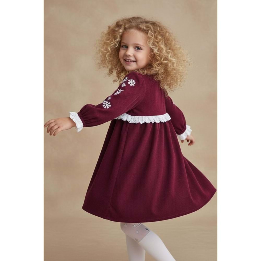 Fitilli Kadife Kız Çocuk Fistolu Elbise