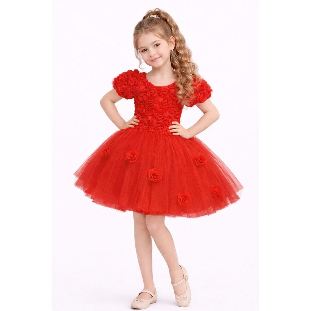 Kız Çocuk Güllü Tütü Özel Gün Elbisesi