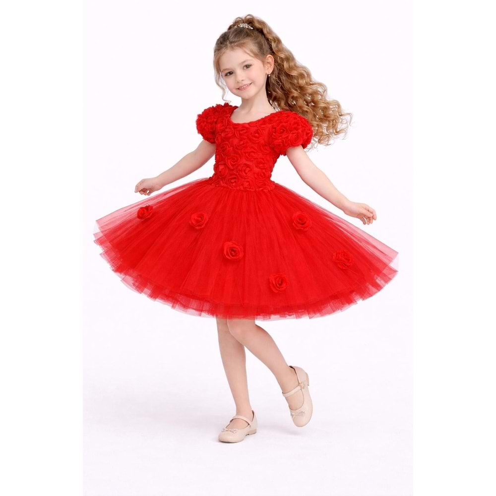 Kız Çocuk Güllü Tütü Özel Gün Elbisesi