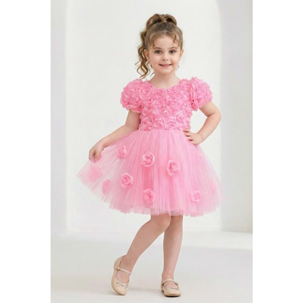 Kız Çocuk Güllü Tütü Özel Gün Elbisesi