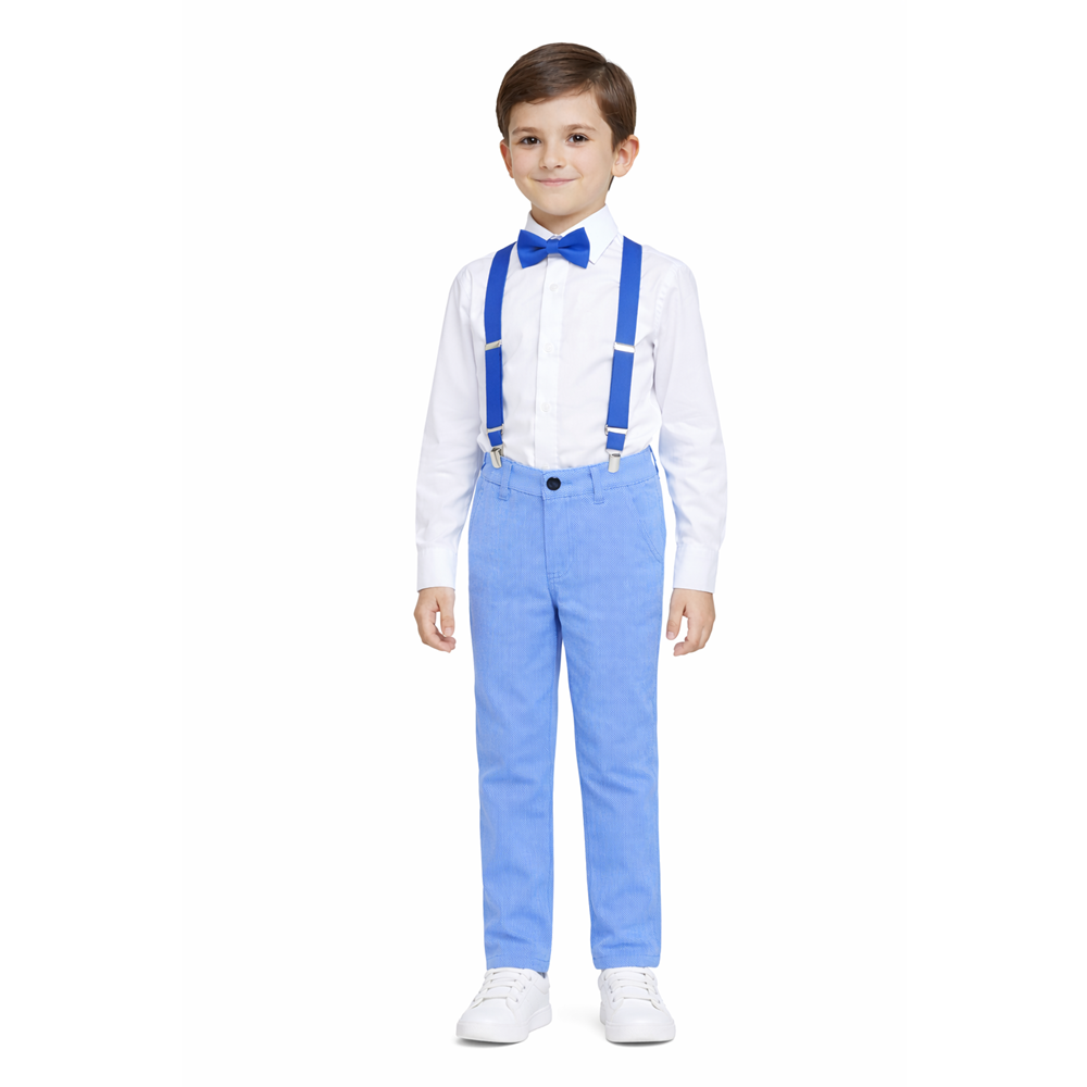 Erkek Çocuk Mavi Renk Askı Papyonlu Takım