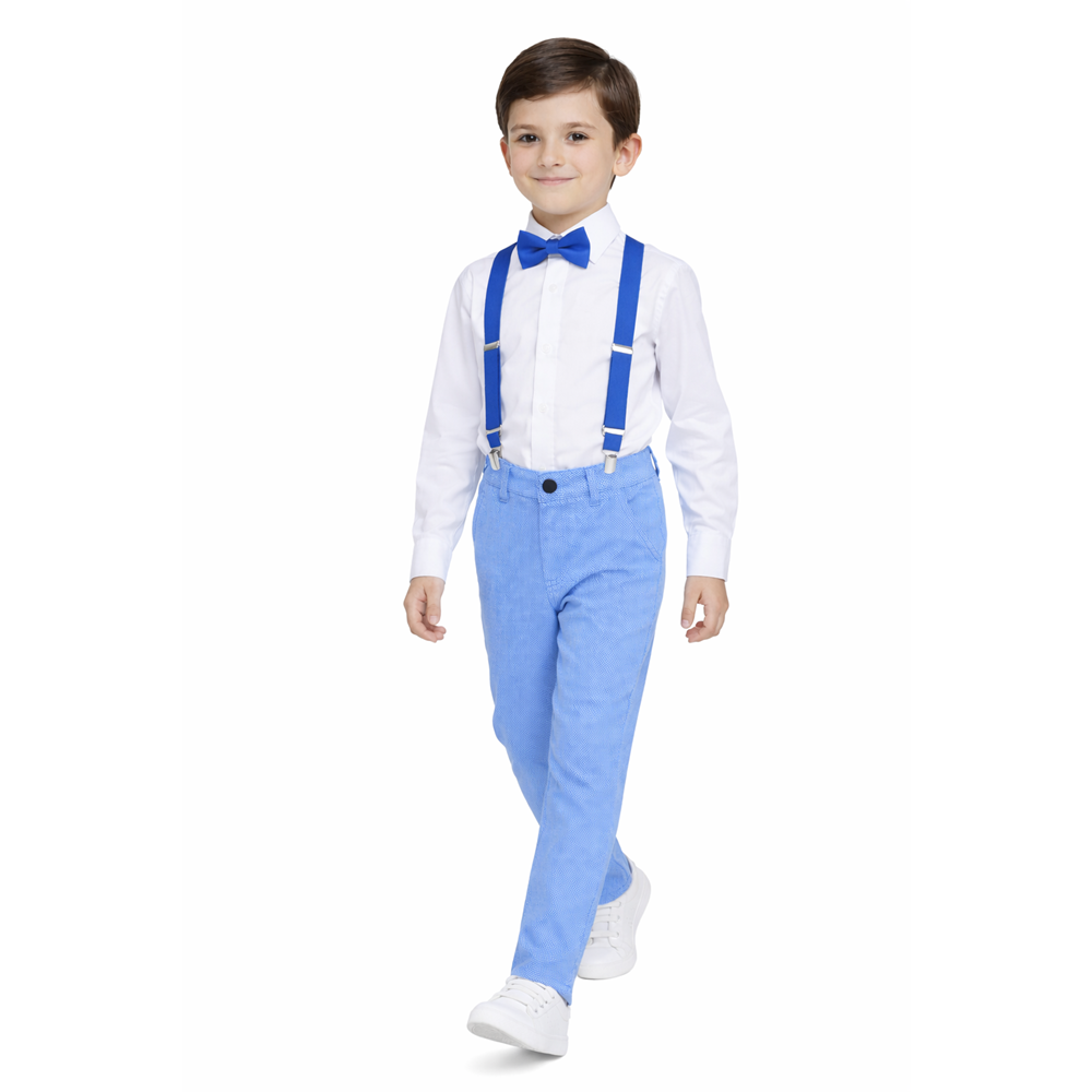 Erkek Çocuk Mavi Renk Askı Papyonlu Takım