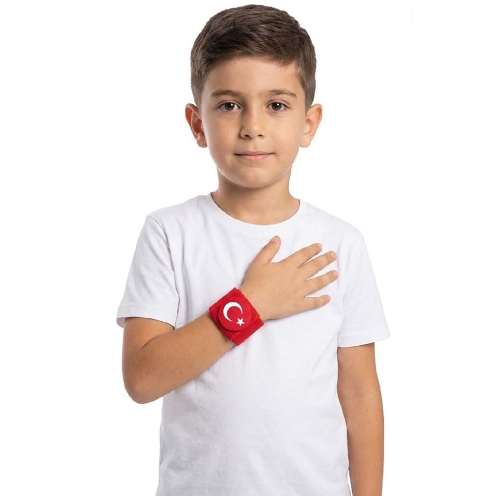 Türk Bayrak Motifli Unisex Çocuk Bileklik