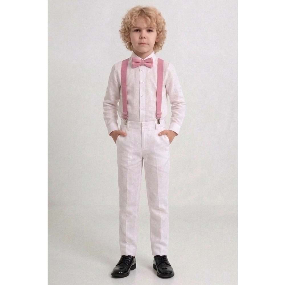 23 Nisan Çocuk Bayramı Beyaz Gabardin Pantolonlu Erkek Çocuk Takımı