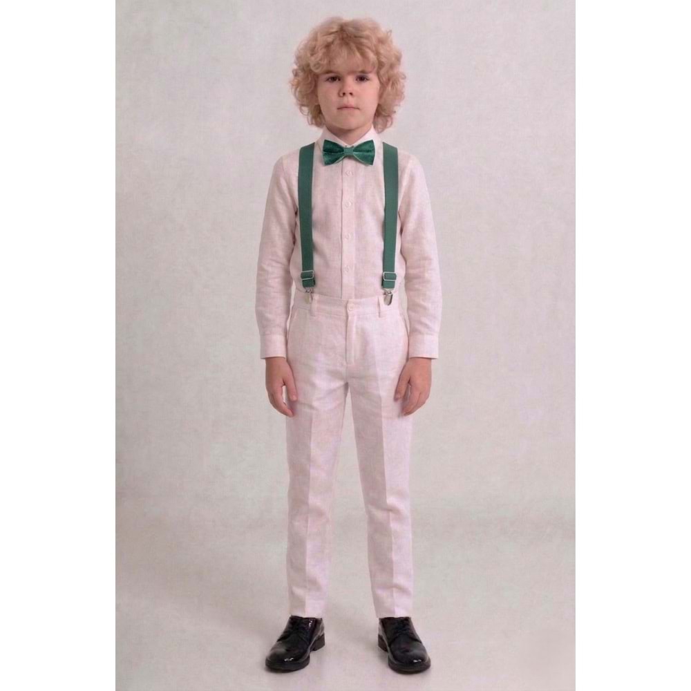 23 Nisan Çocuk Bayramı Beyaz Gabardin Pantolonlu Erkek Çocuk Takımı