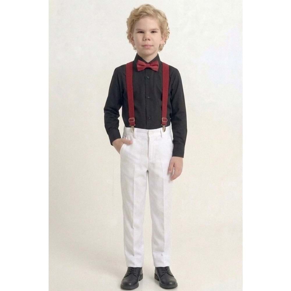 23 Nisan Çocuk Bayramı Beyaz Gabardin Pantolonlu Erkek Çocuk Takımı