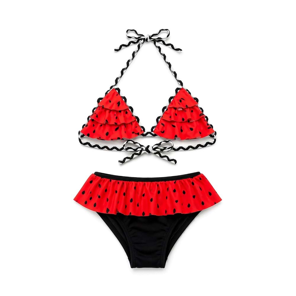 Kız Çocuk Desenli Deniz ve Havuz Bikini Mayo M00815