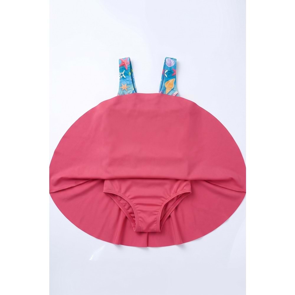 Kız Çocuk Deniz Yıldızı Elbiseli Mayo M00821