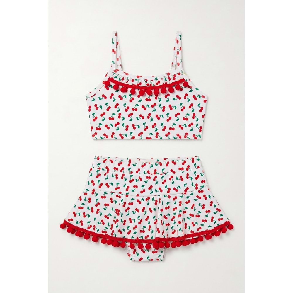 Kız Çocuk Kirazlı Deniz ve Havuz Bikini Mayo M00833