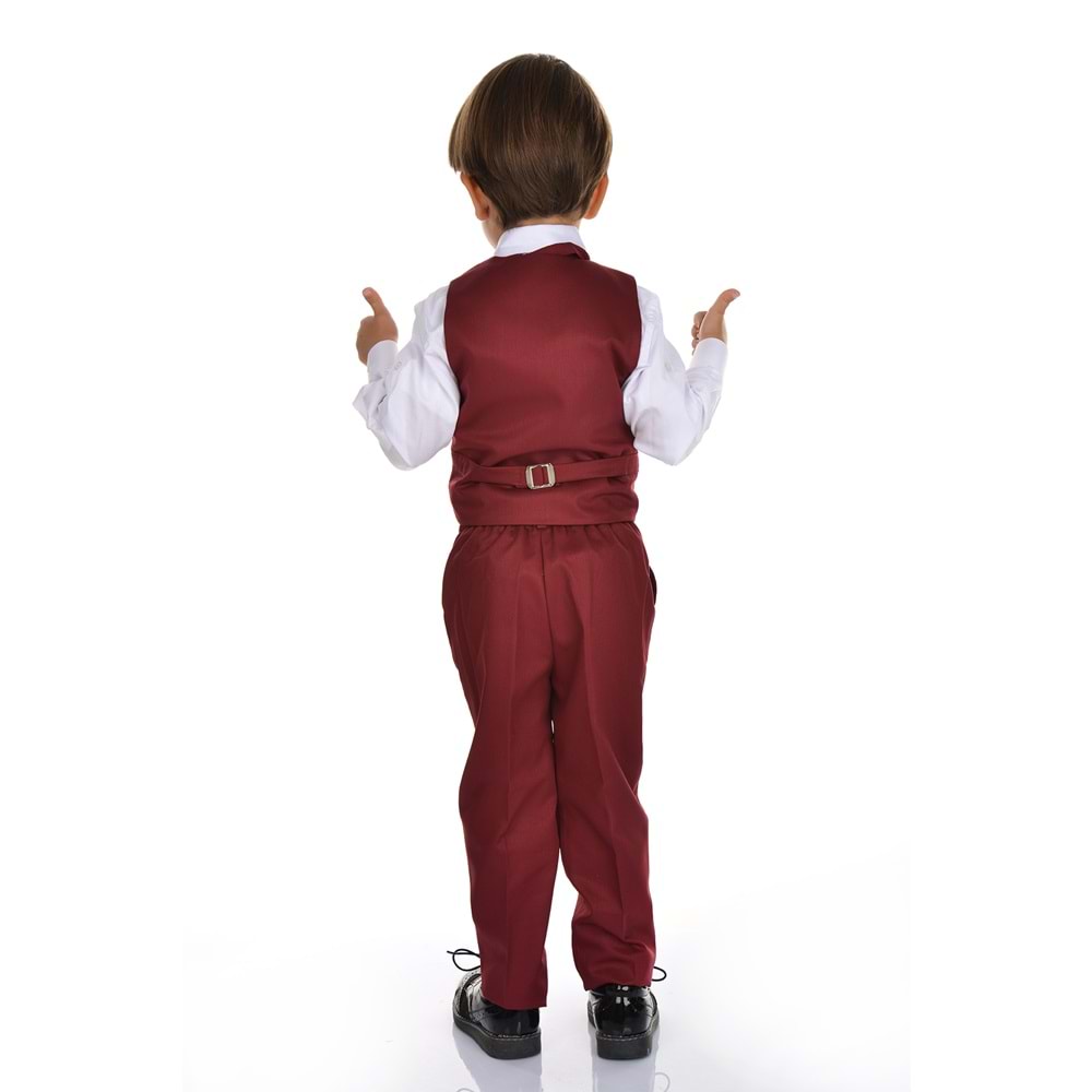Erkek Çocuk 3 Düğmeli Yelek, Gömlek, Papyon, Broş ve Pantolon Özel Gün Takım SB0273