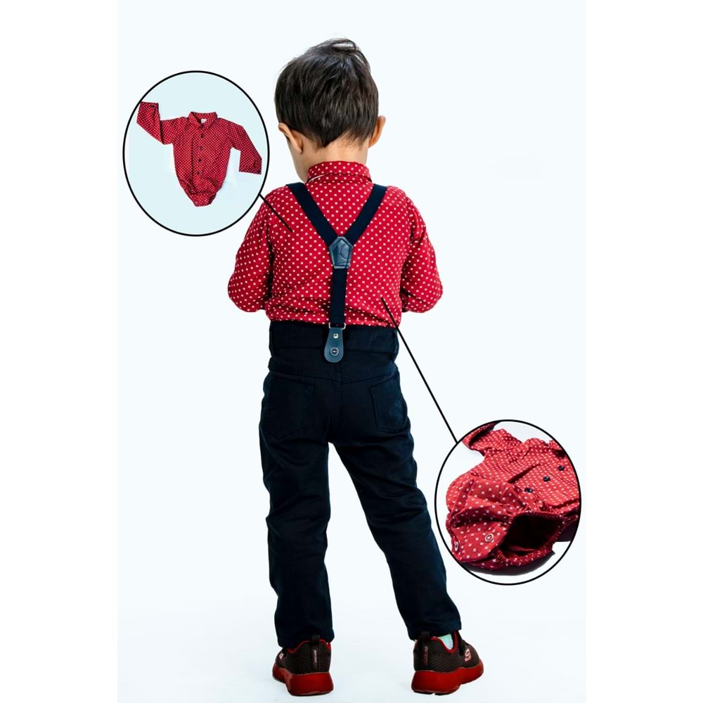 Erkek Bebek Gömlek, Askı, Papyon Ve Pantolon Takım SB294