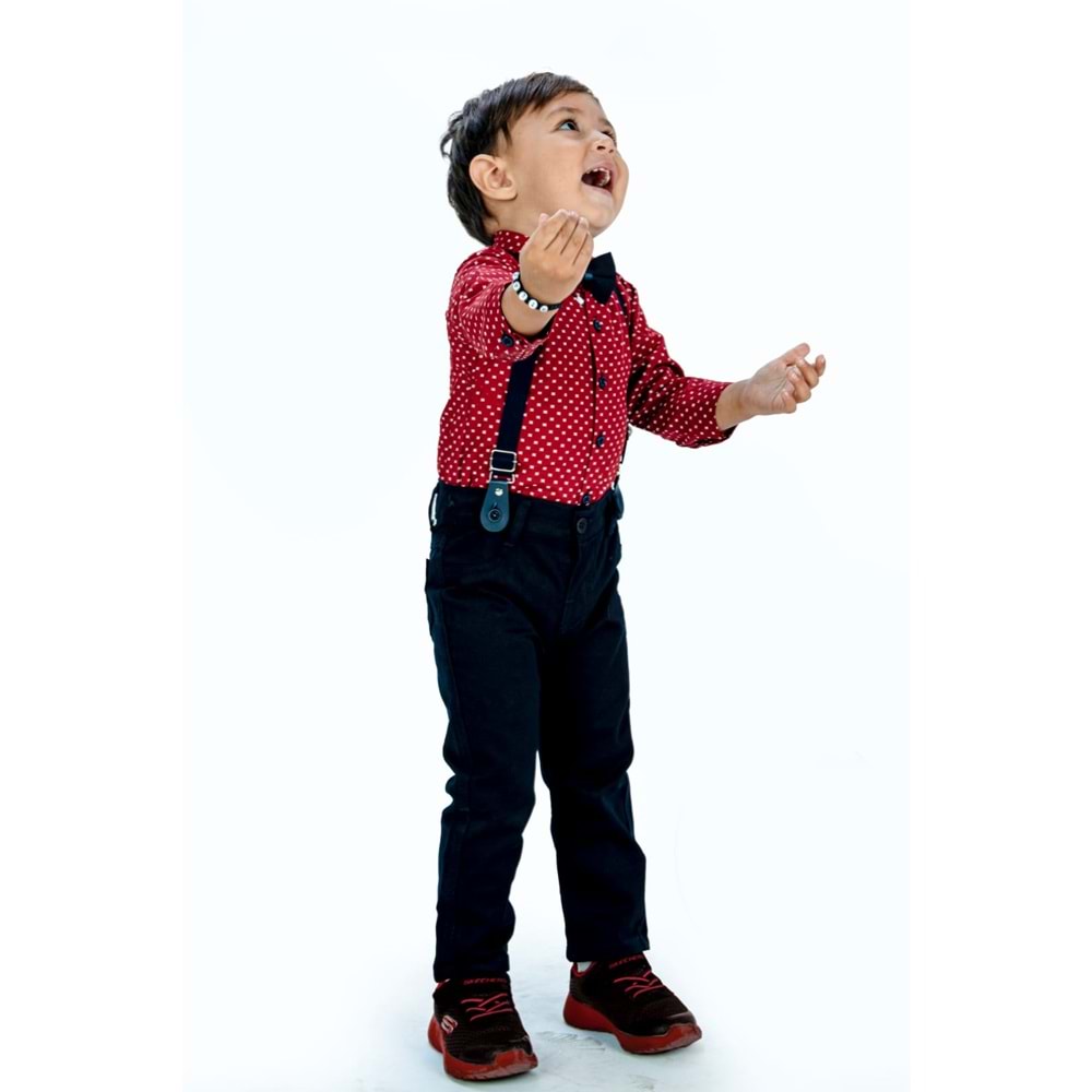Erkek Bebek Gömlek, Askı, Papyon Ve Pantolon Takım SB294