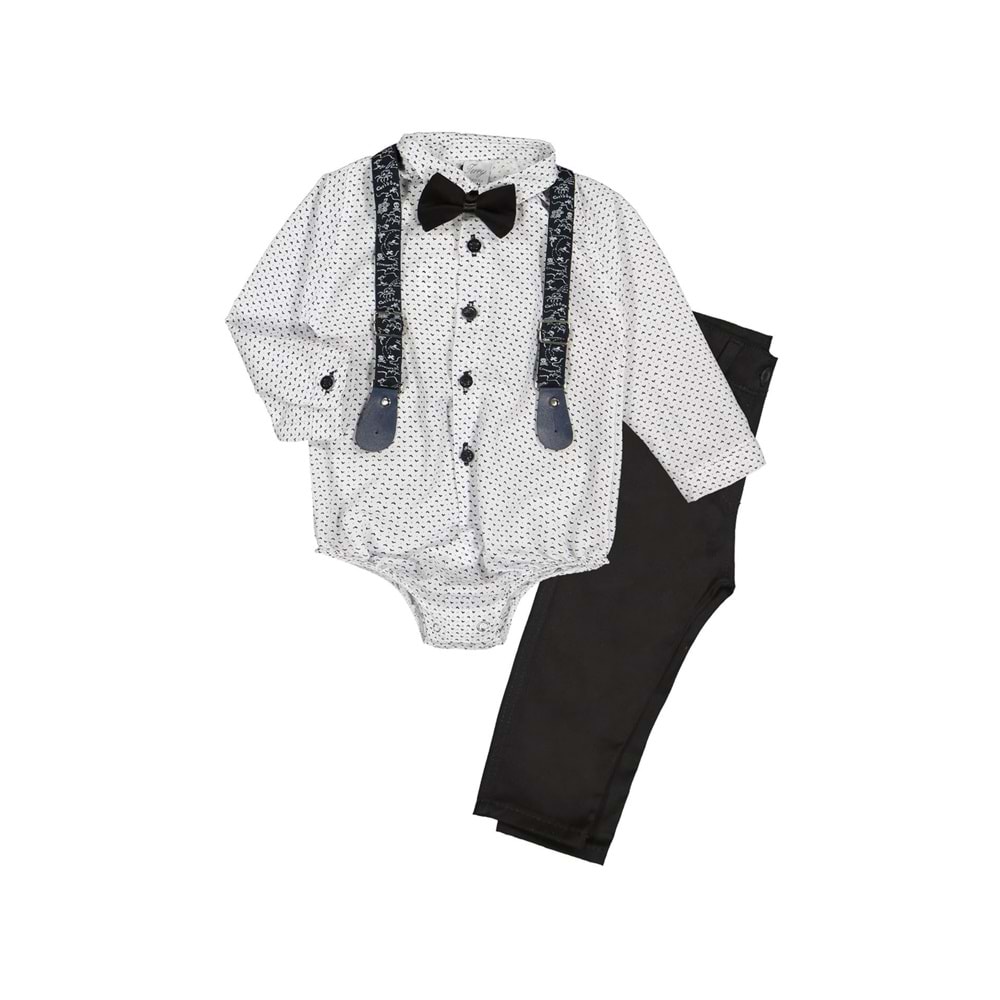 Erkek Bebek Gömlek, Askı, Papyon Ve Pantolon Takım SB294