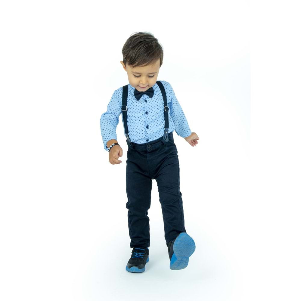 Erkek Bebek Gömlek, Askı, Papyon Ve Pantolon Takım SB294