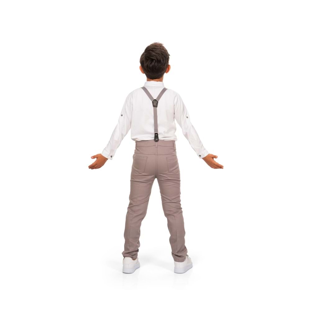 Düz Renk Gömlek , Askı , Papyon ve Pantolonlu Erkek Çocuk Takım SB302