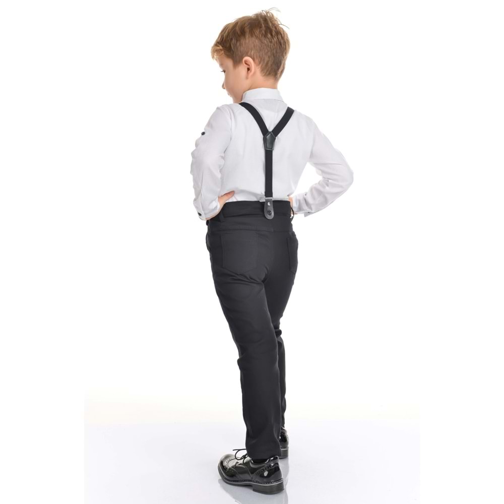 Düz Renk Gömlek , Askı , Papyon ve Pantolonlu Erkek Çocuk Takım SB302