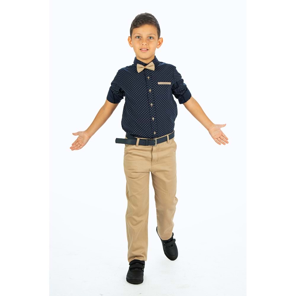Erkek Çocuk Oxford Gömlekli Gabardin Pantolonlu Kumaş Takım SB322A