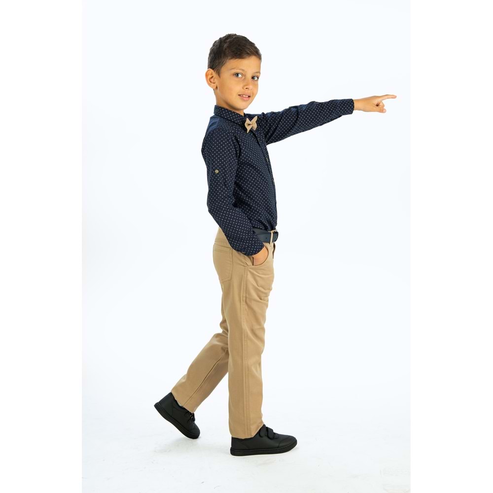 Erkek Çocuk Oxford Gömlekli Gabardin Pantolonlu Kumaş Takım SB322A