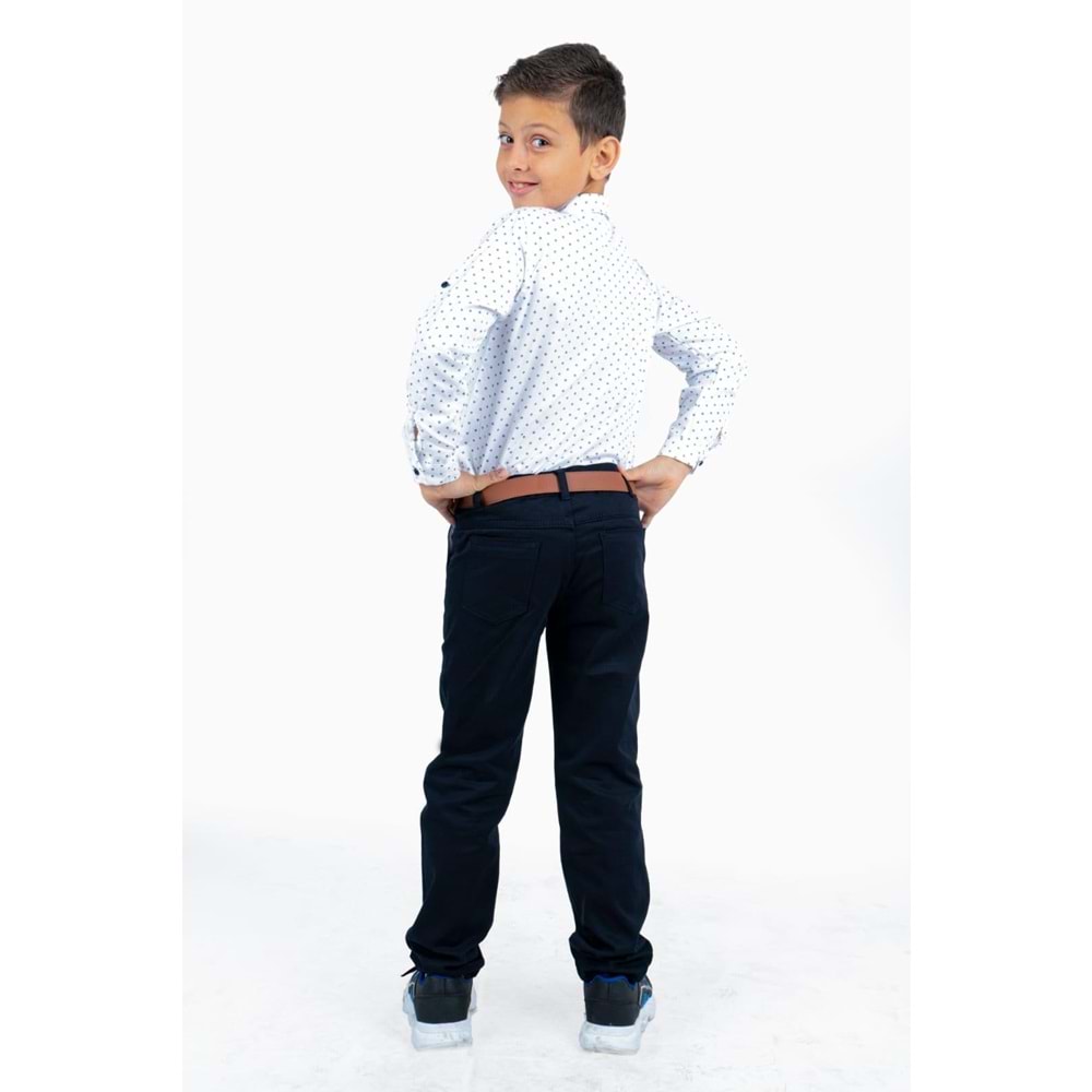 Erkek Çocuk Oxford Gömlekli Gabardin Pantolonlu Kumaş Takım SB322A