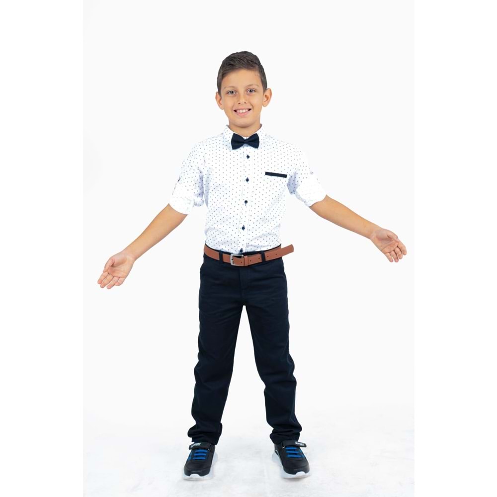Erkek Çocuk Oxford Gömlekli Gabardin Pantolonlu Kumaş Takım SB322A