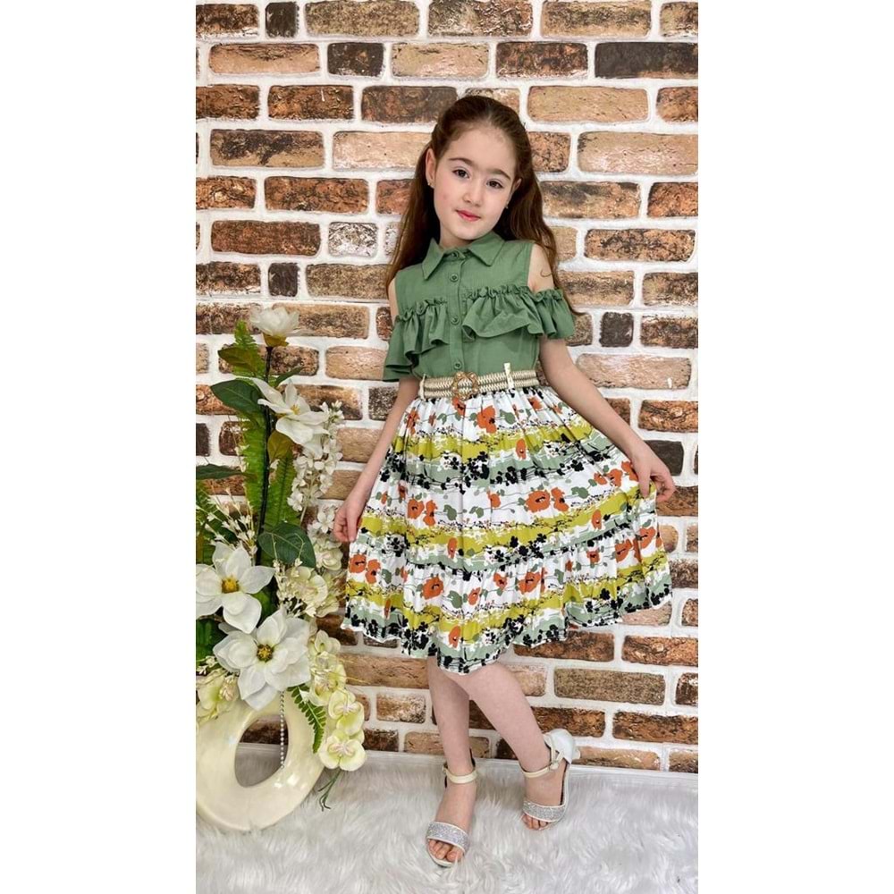 Yaka Yazlık Kız Çocuk Elbise