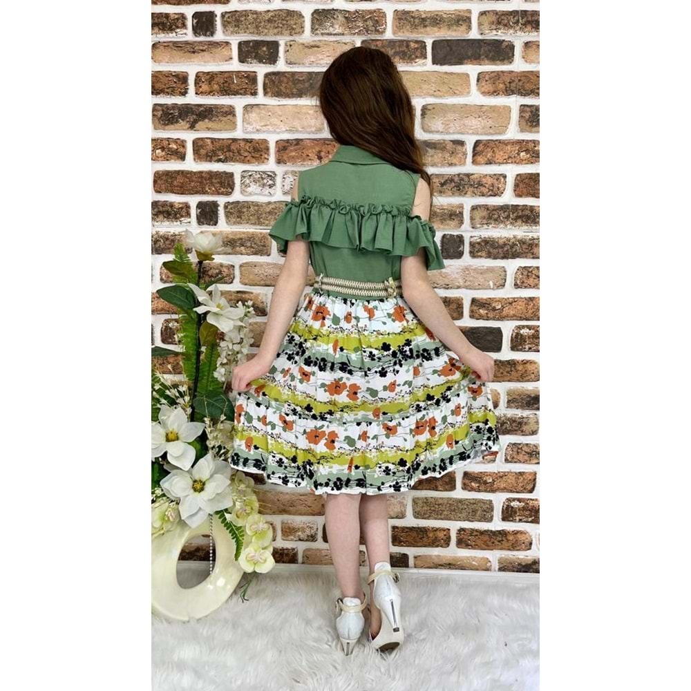 Yaka Yazlık Kız Çocuk Elbise