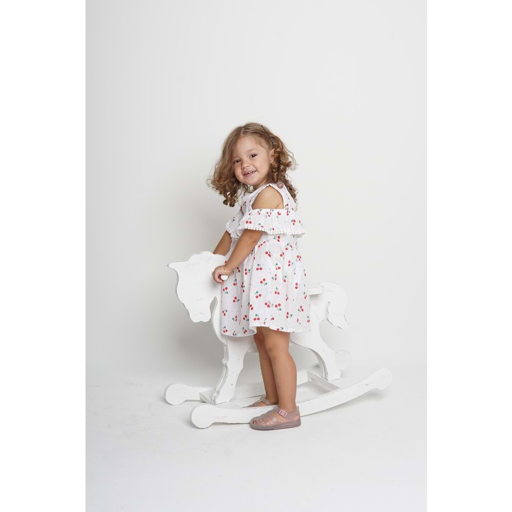 Pamuk Yazlık Rahat Kalıp Kız Çocuk Elbise SB406