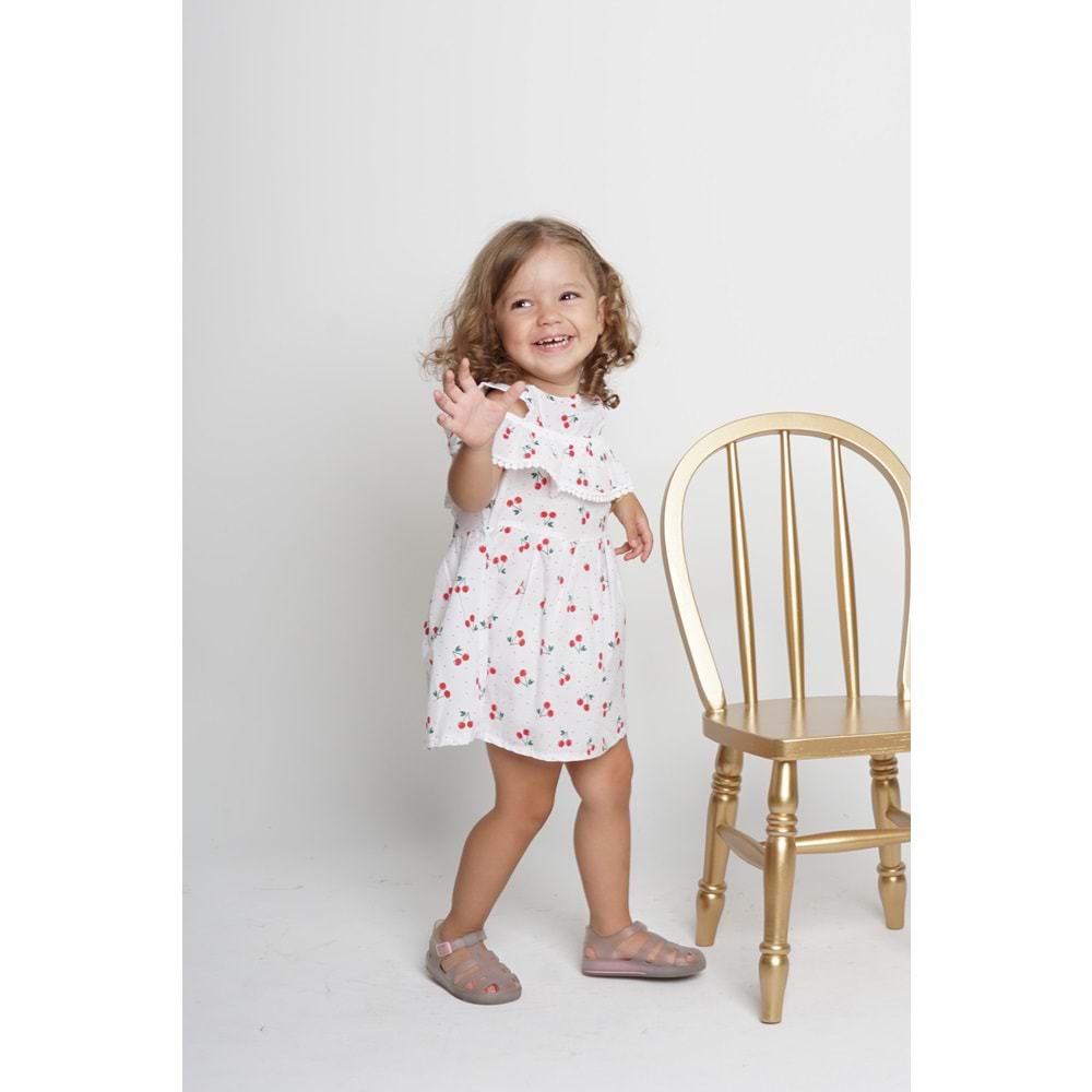 Pamuk Yazlık Rahat Kalıp Kız Çocuk Elbise SB406