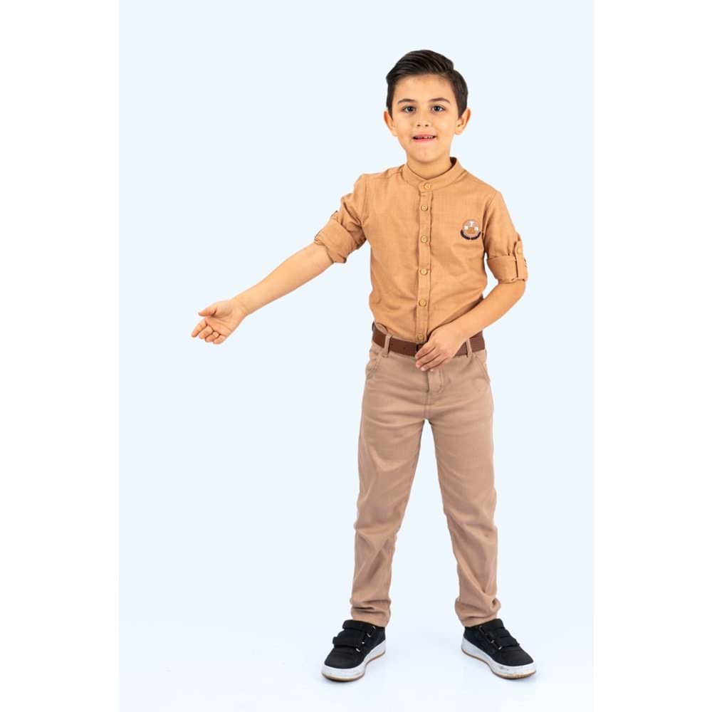Erkek Çocuk Pamuklu Gömlekli Takım SB489