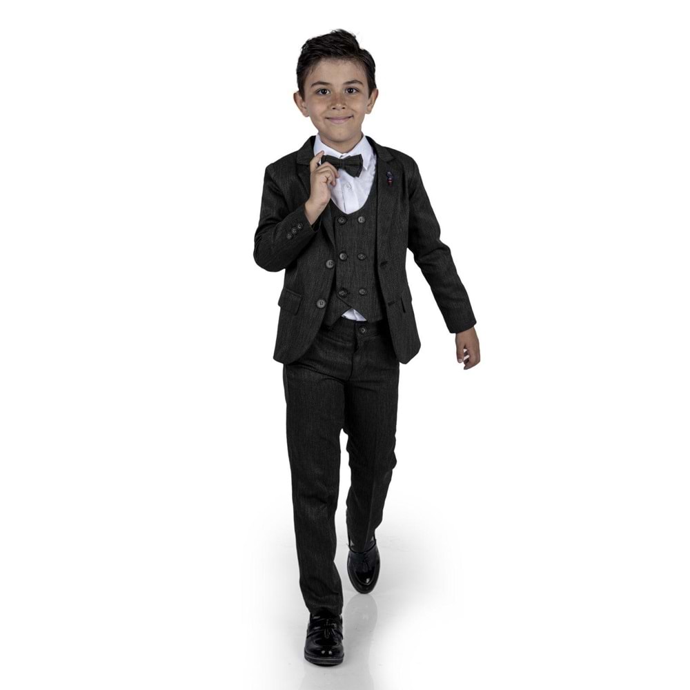 Erkek Çocuk Yelek, Pantolon , Gömlek , Papyon ve Caket Tam Takım Elbise SB523