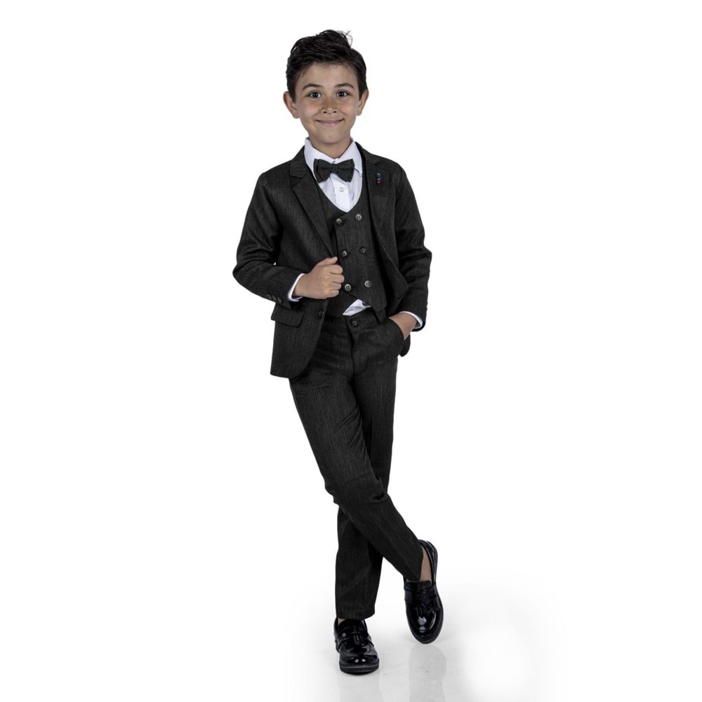 Erkek Çocuk Yelek, Pantolon , Gömlek , Papyon ve Caket Tam Takım Elbise SB523