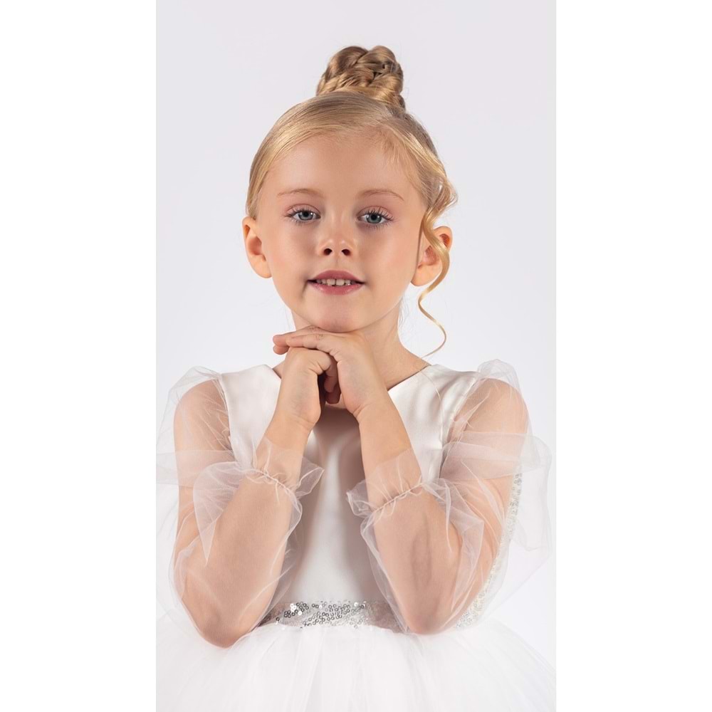 Kız Çocuk Tül Kumaş Abiye Elbise SB534