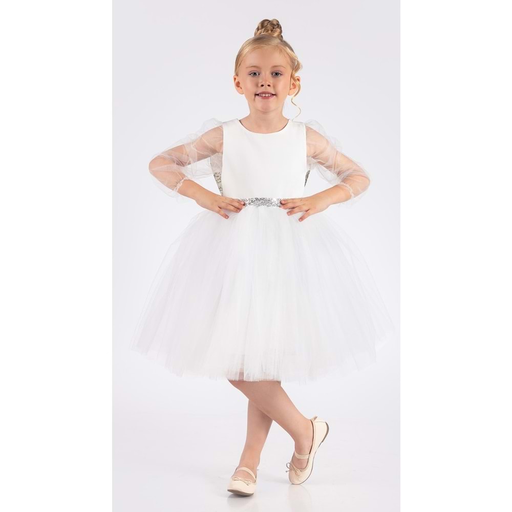 Kız Çocuk Tül Kumaş Abiye Elbise SB534