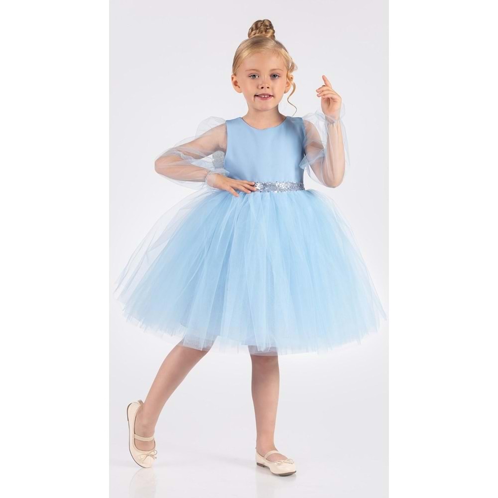 Kız Çocuk Tül Kumaş Abiye Elbise SB534