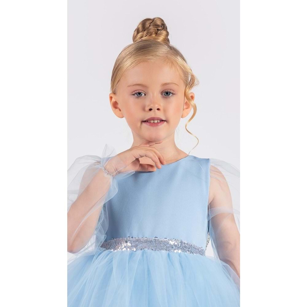 Kız Çocuk Tül Kumaş Abiye Elbise SB534