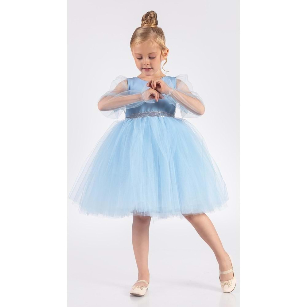 Kız Çocuk Tül Kumaş Abiye Elbise SB534