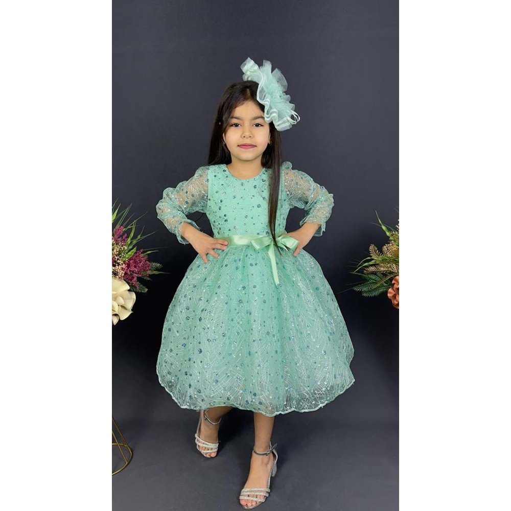 Parlak Dantel Kız Çocuk Elbise SB538