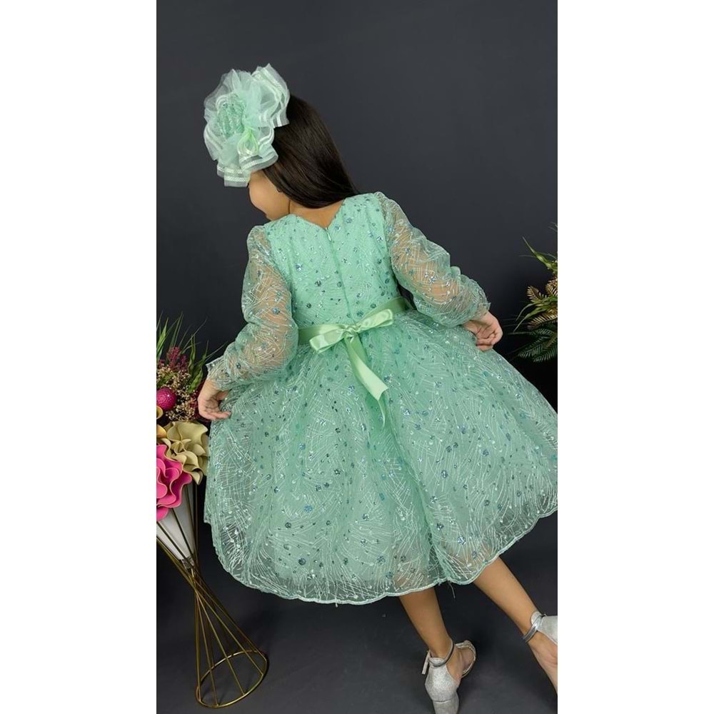 Parlak Dantel Kız Çocuk Elbise SB538