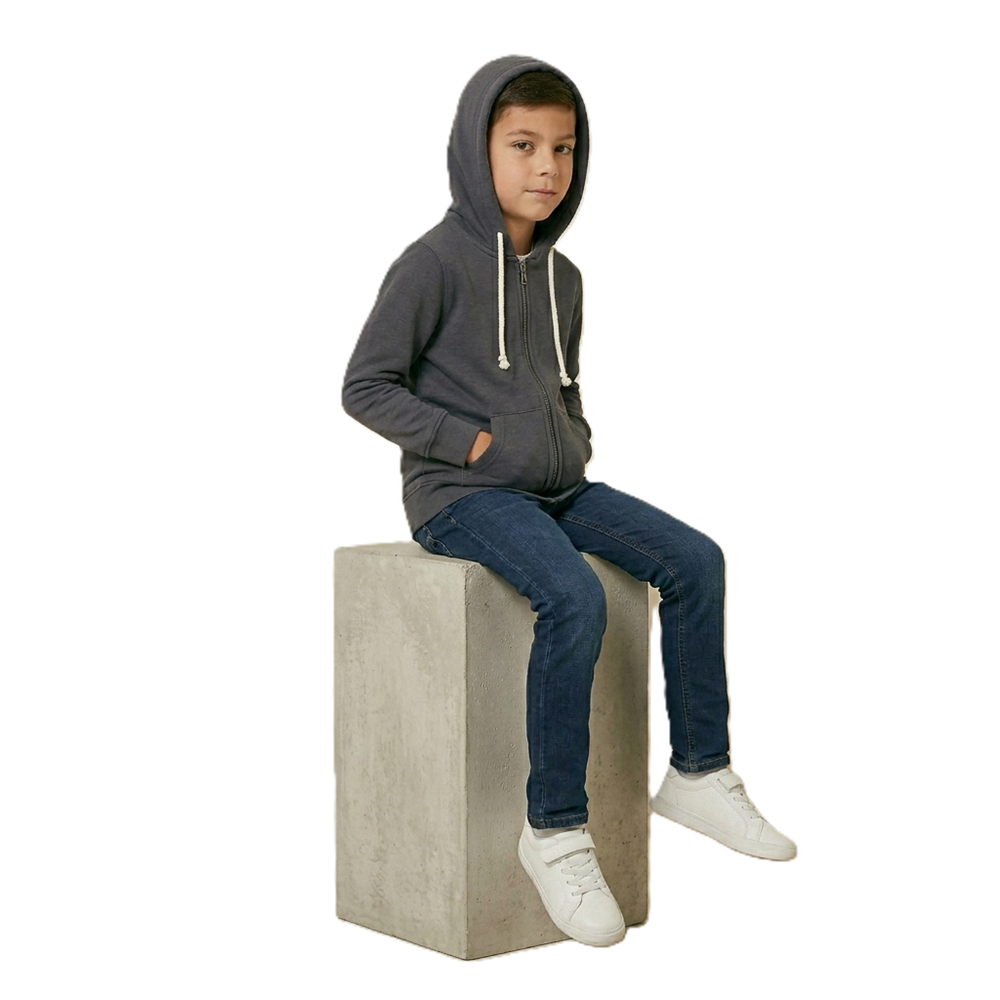 Fermuarlı , Kapüşonlu 2iplik Okul Hırkası