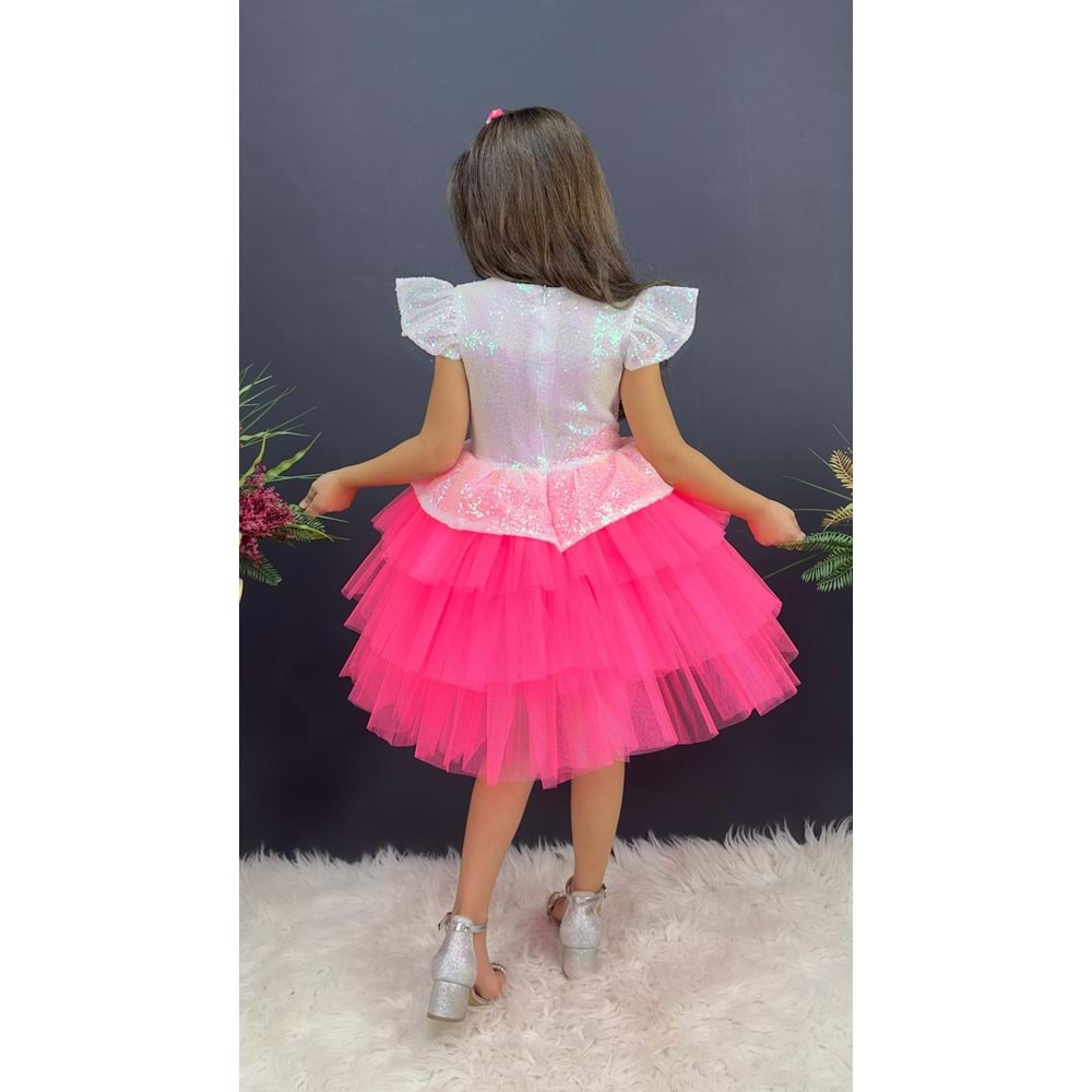 Kız Çocuk Payetli Taçlı Doğum Günü Elbise SB555