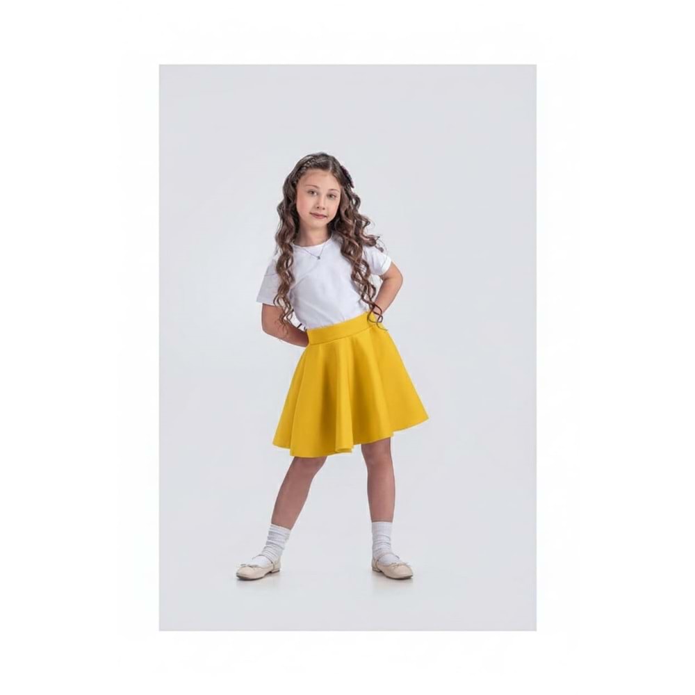 Dalgıç Kumaş Kız Çocuk Kloş Bayramlık Etek
