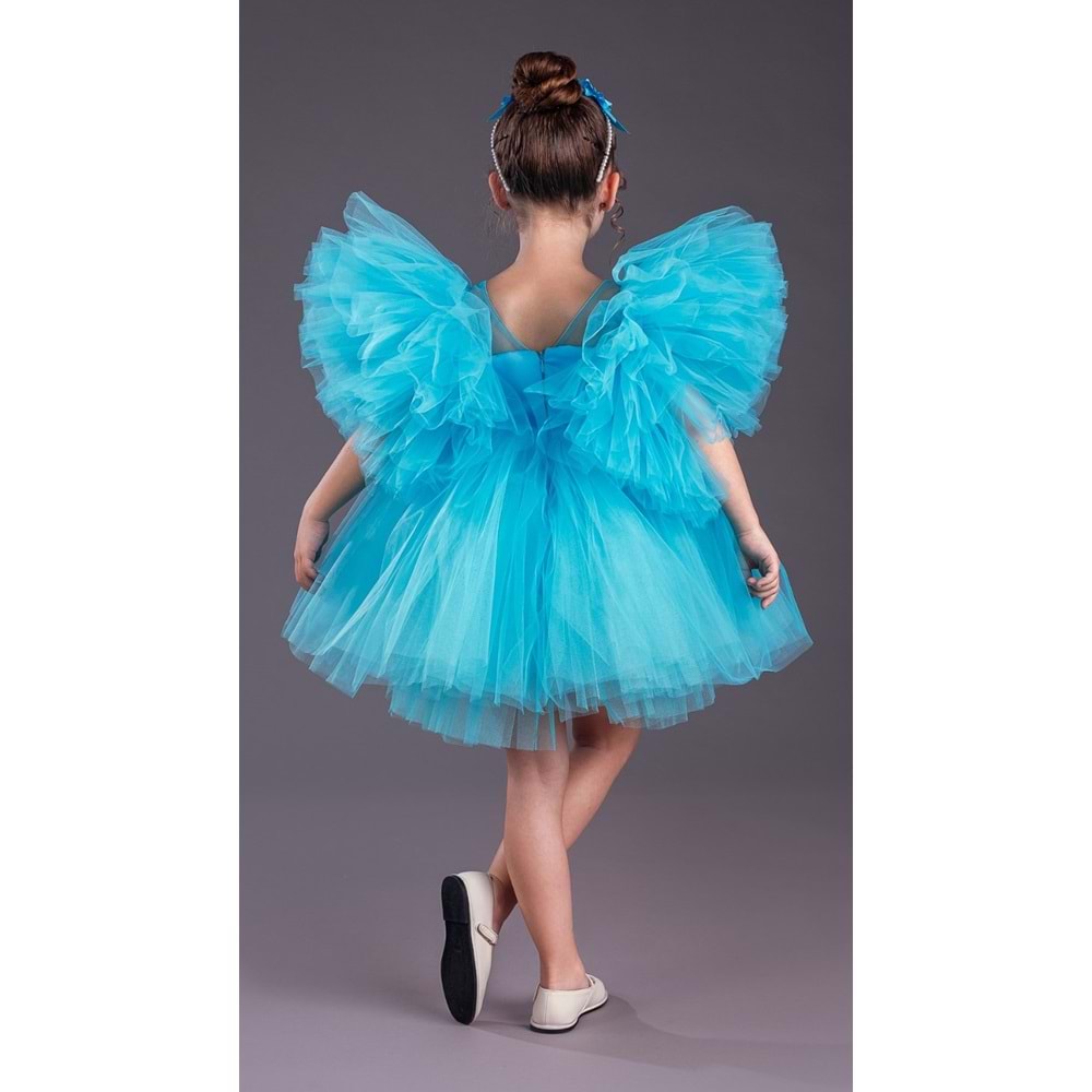 Tütülü Tavus Model Kız Çocuk Abiye SB582