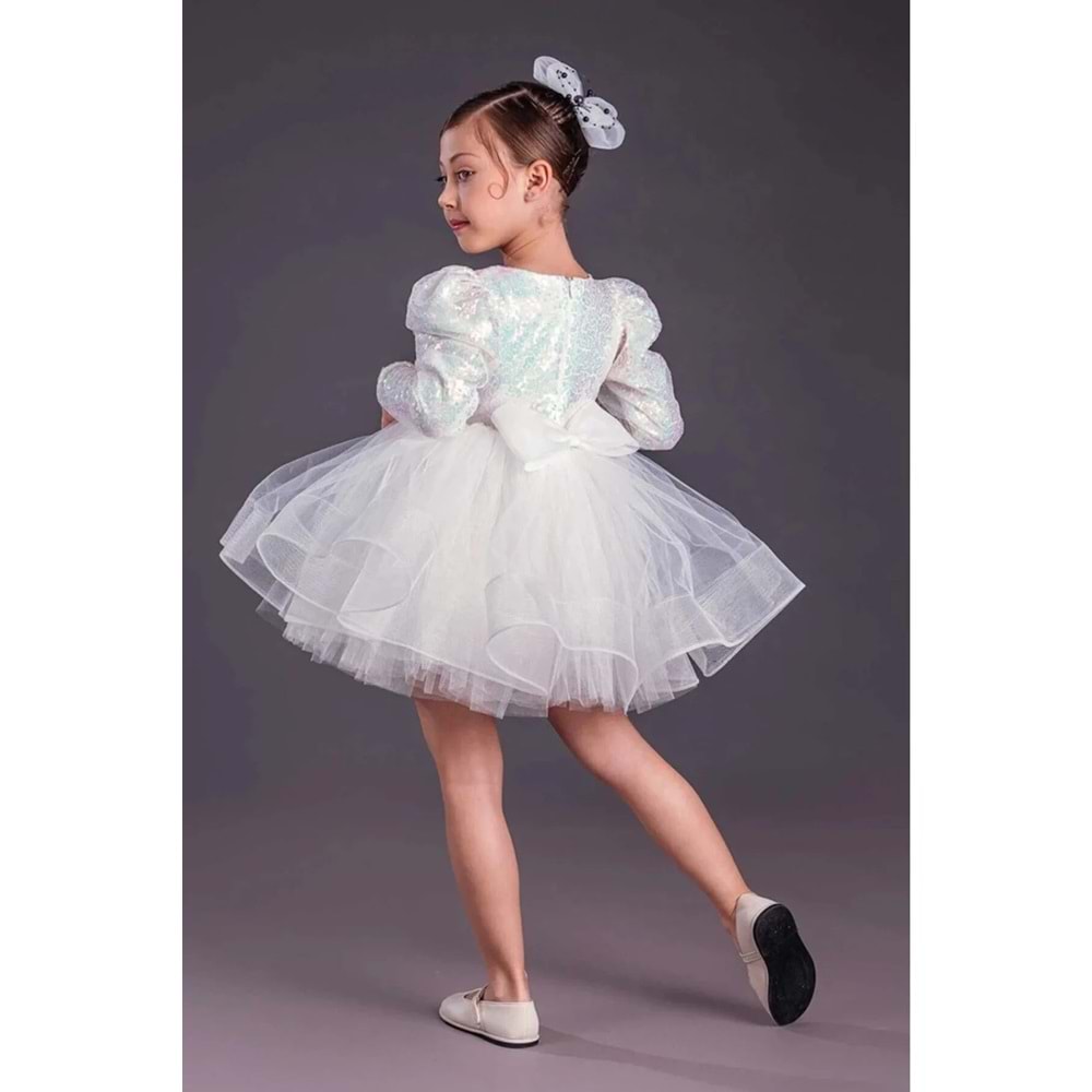 Payetli Tütülü Kız Çocuk Uzun Kol Parti, Doğum Günü, Özel Gün Abiye