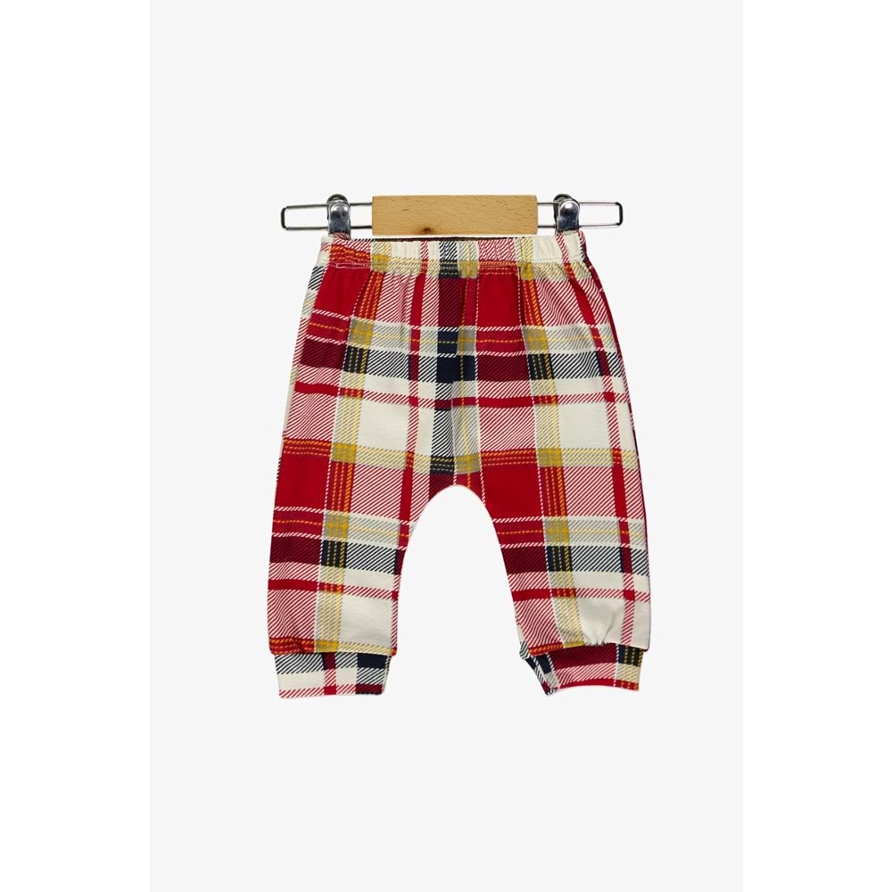 Erkek Bebek Ekose Pantolonlu Şapkalı Body Takım SB587