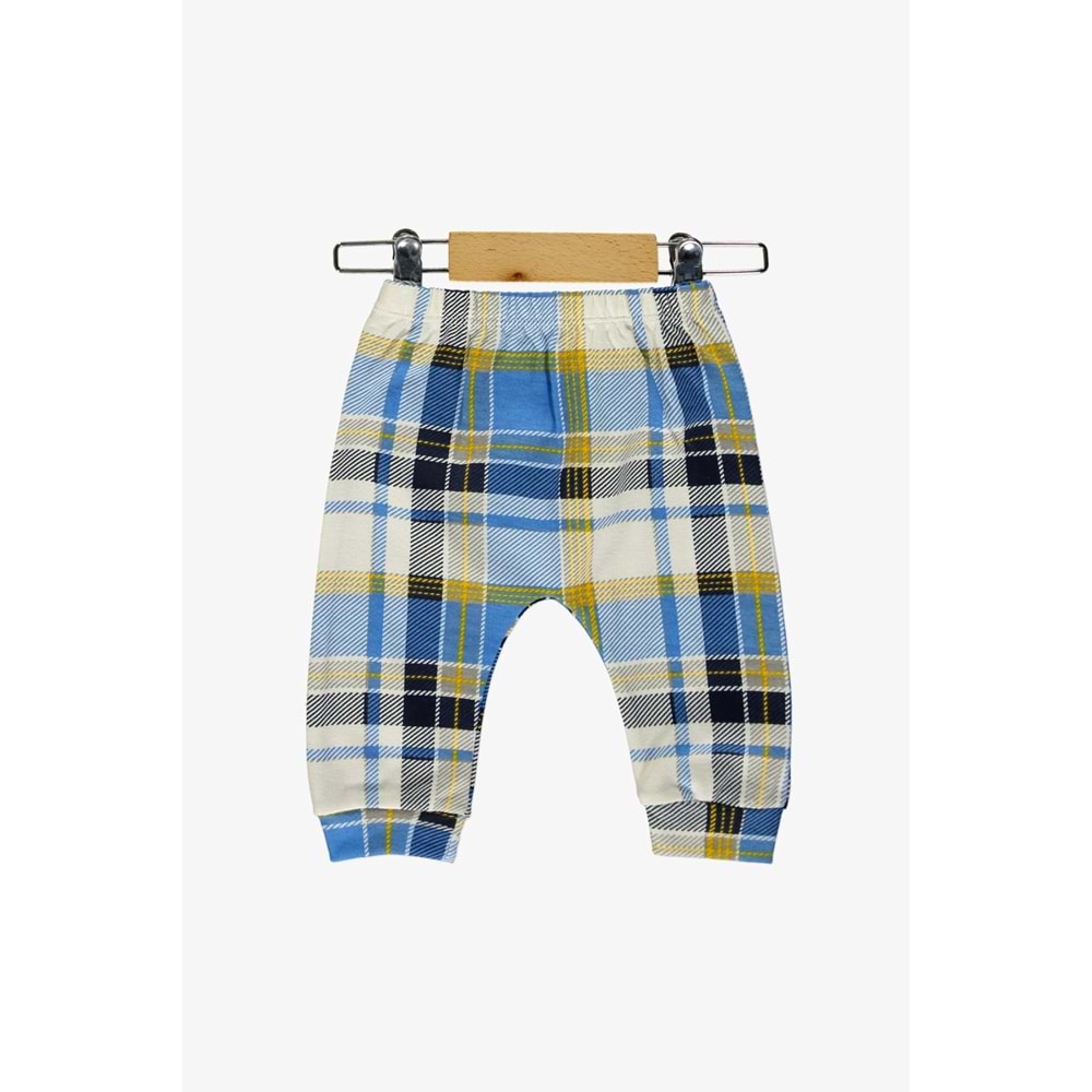 Erkek Bebek Ekose Pantolonlu Şapkalı Body Takım SB587